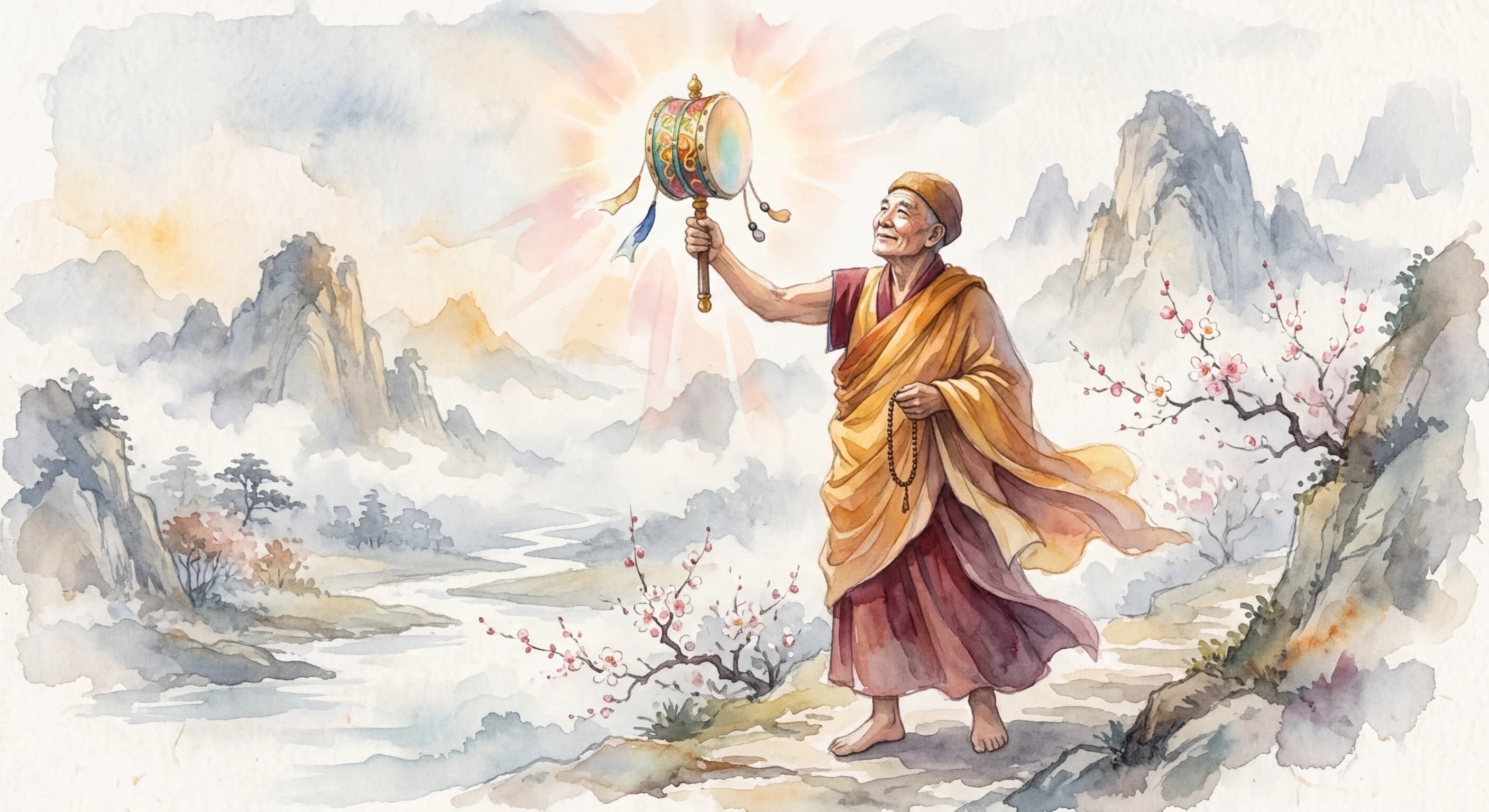 Artistic representation of damaru