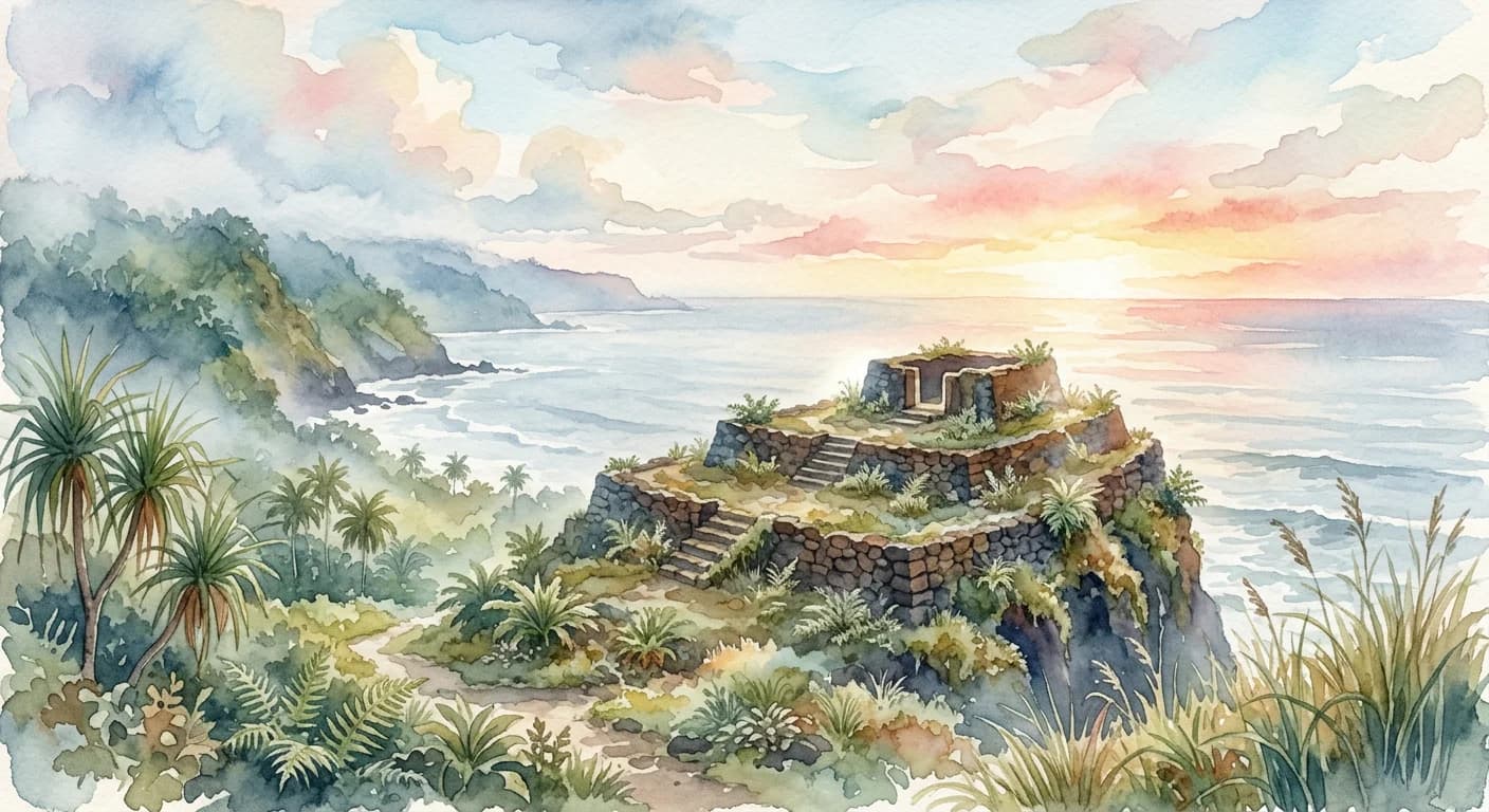 Artistic representation of Heiau
