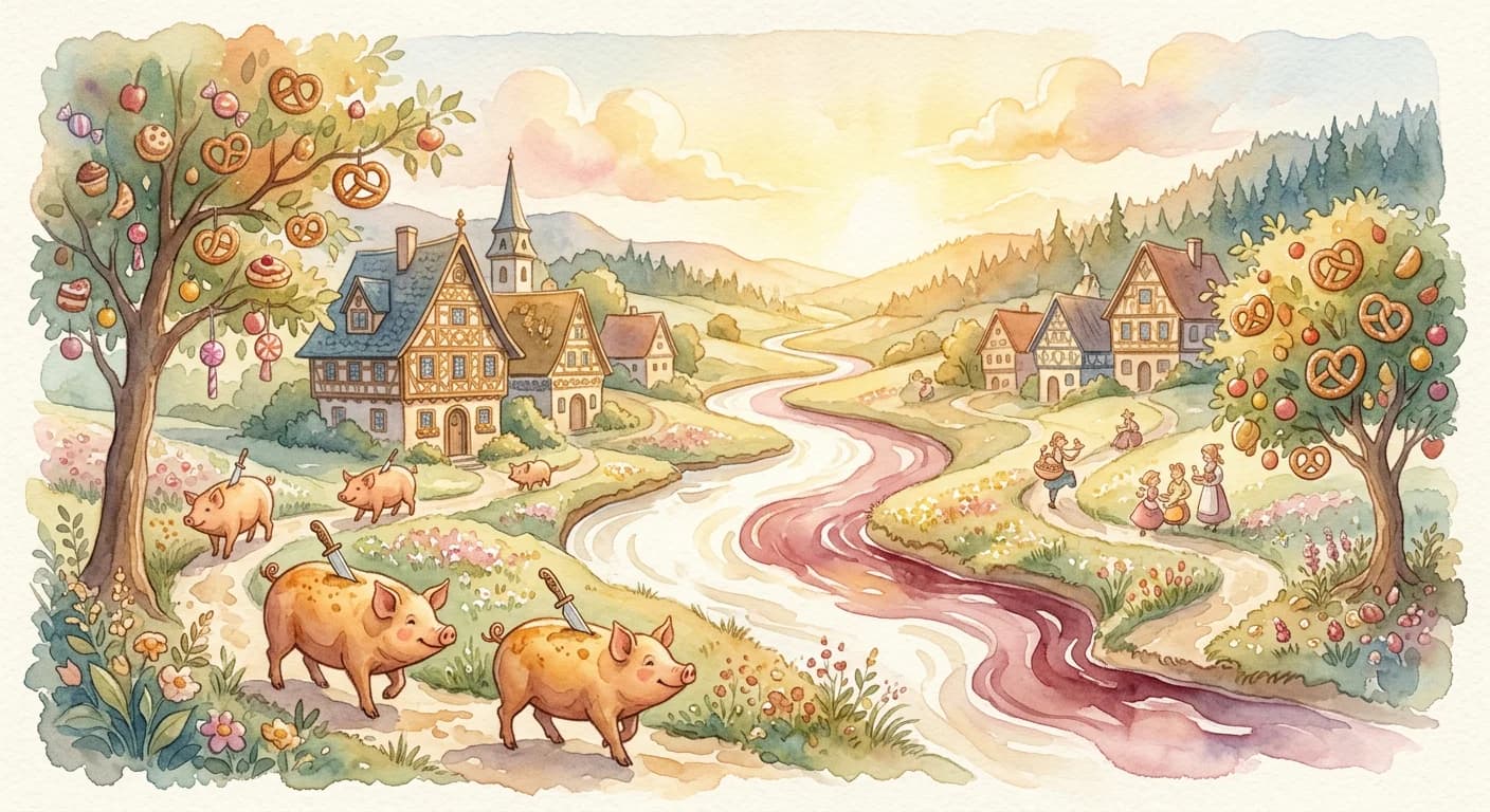 Artistic representation of Schlaraffenland
