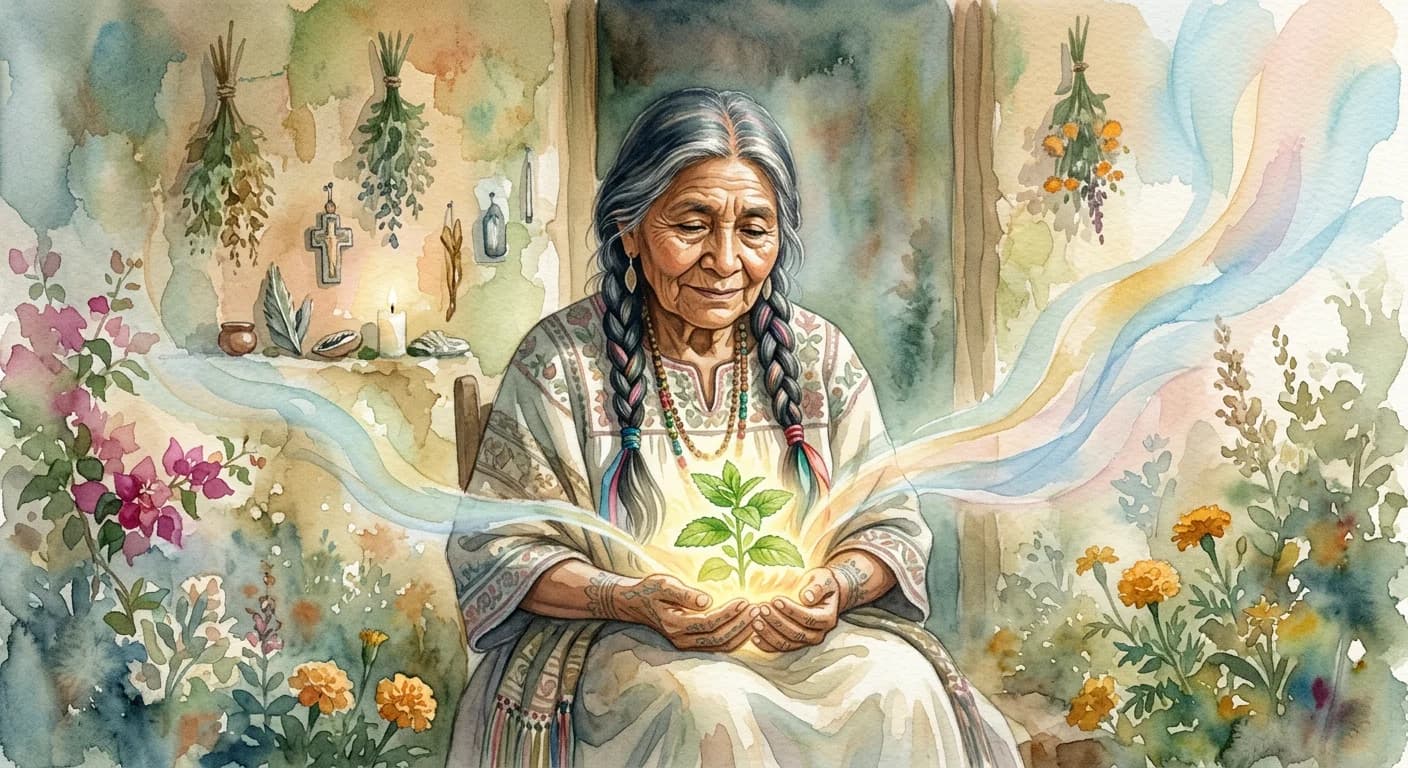 Artistic representation of Curandera