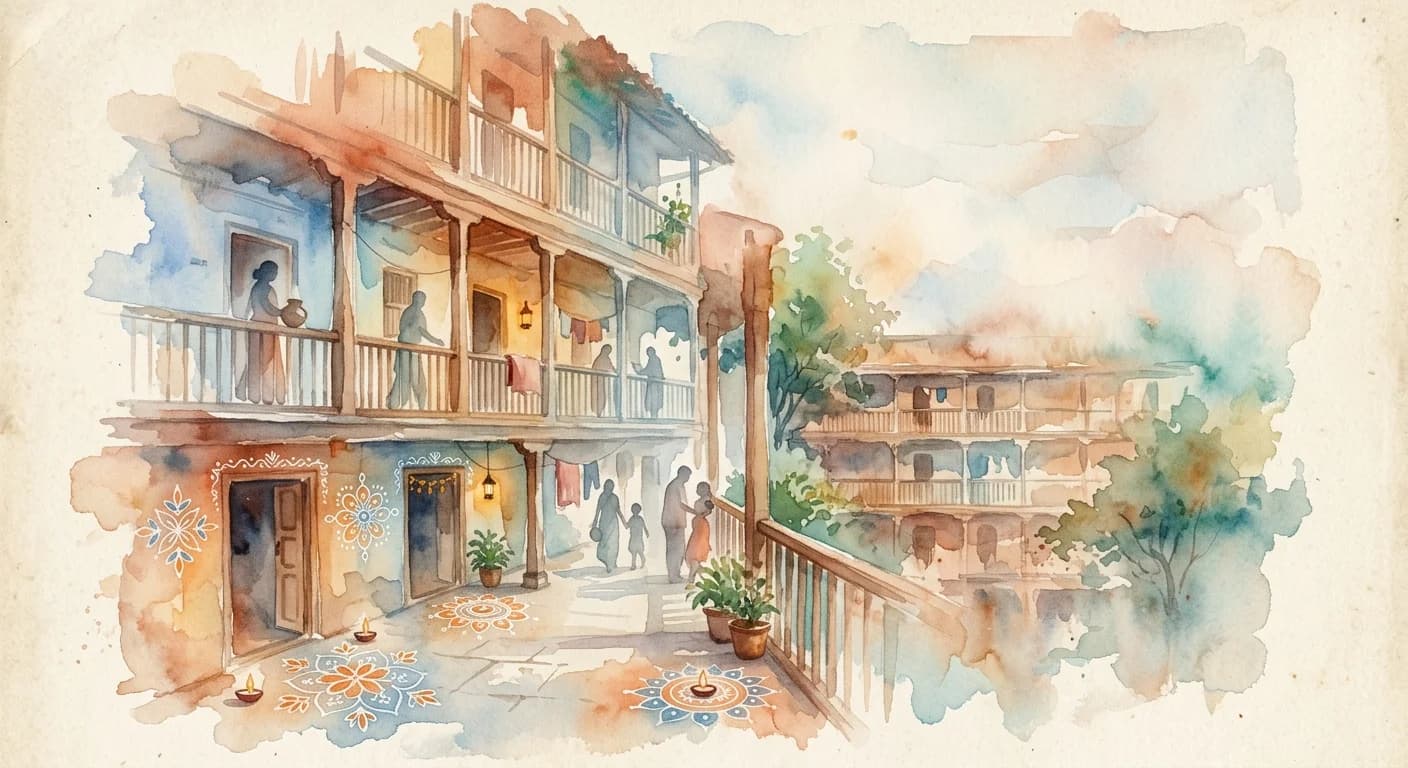Artistic representation of Chawl