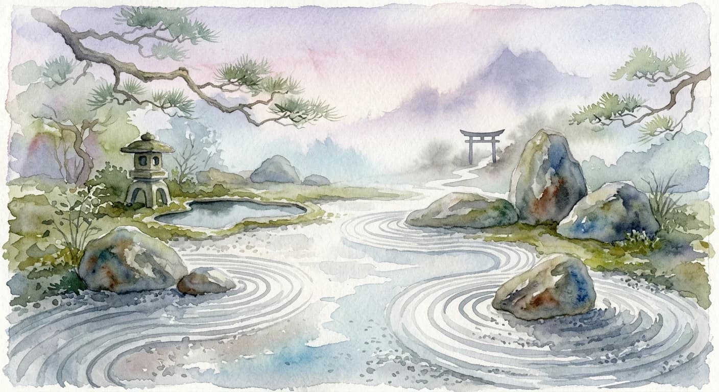 Artistic representation of Karesansui