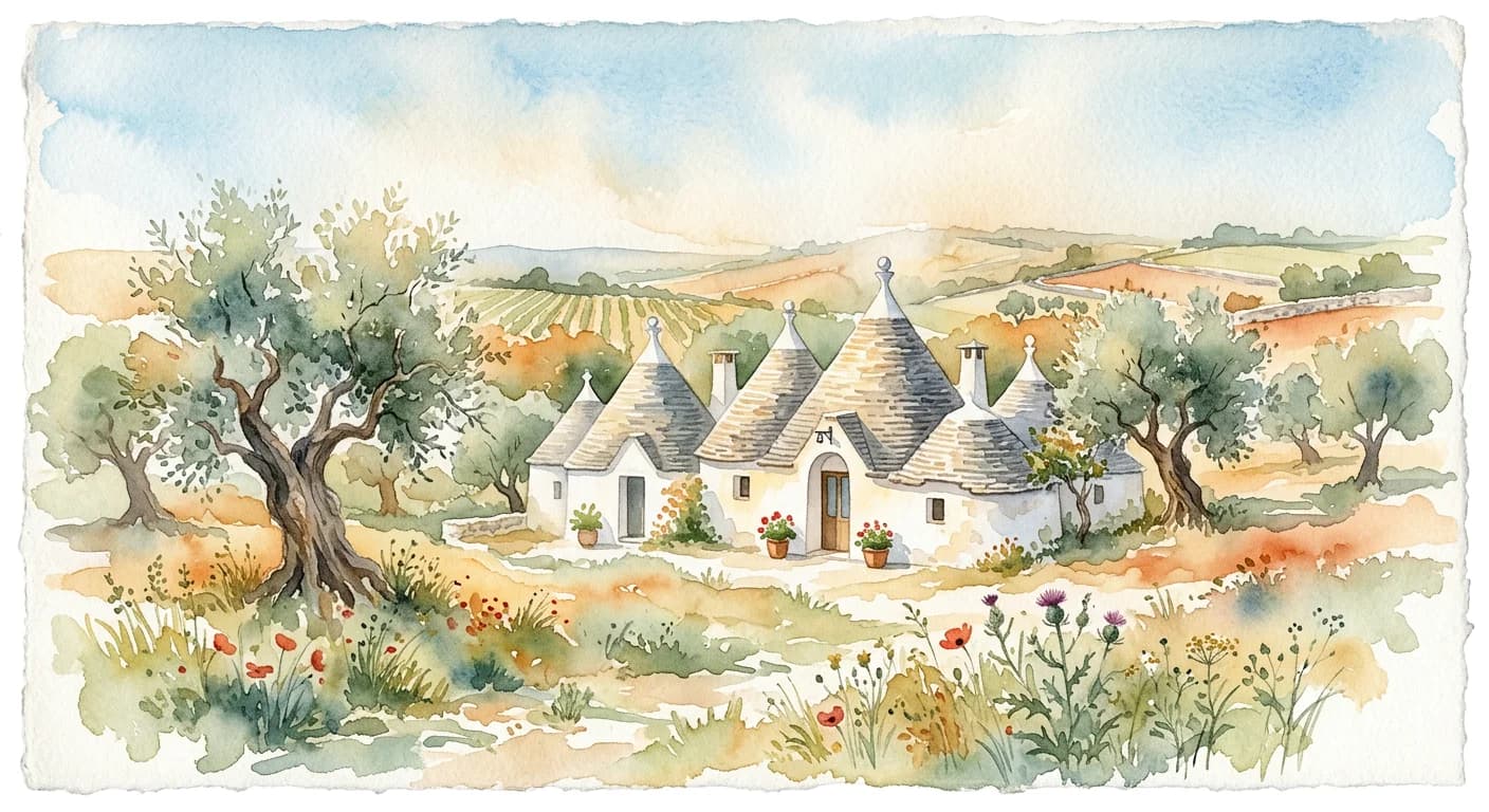 Artistic representation of Trulli