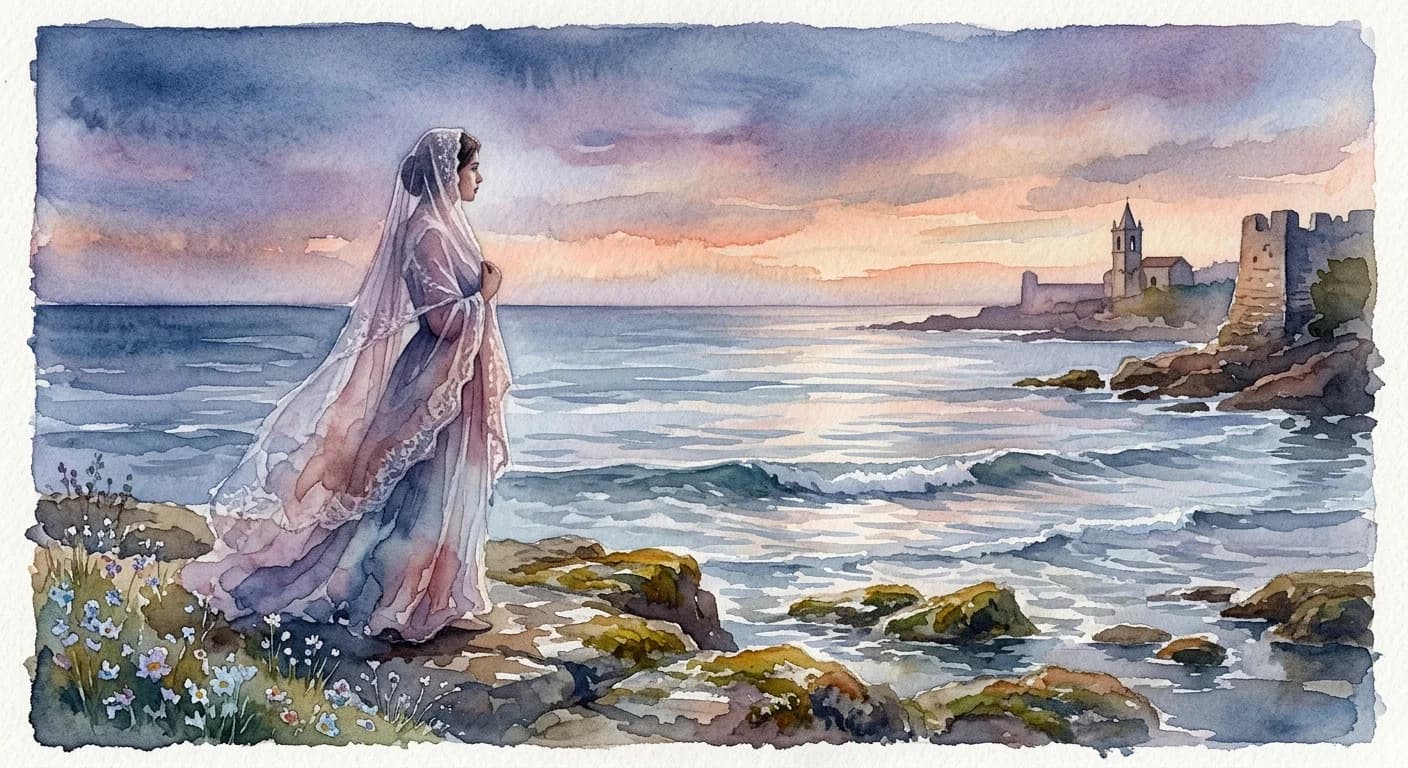 Artistic representation of Cantiga de amigo