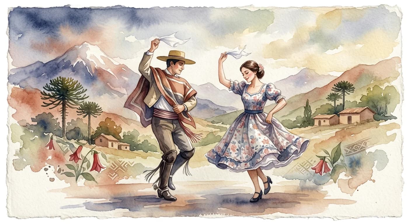 Artistic representation of Cueca