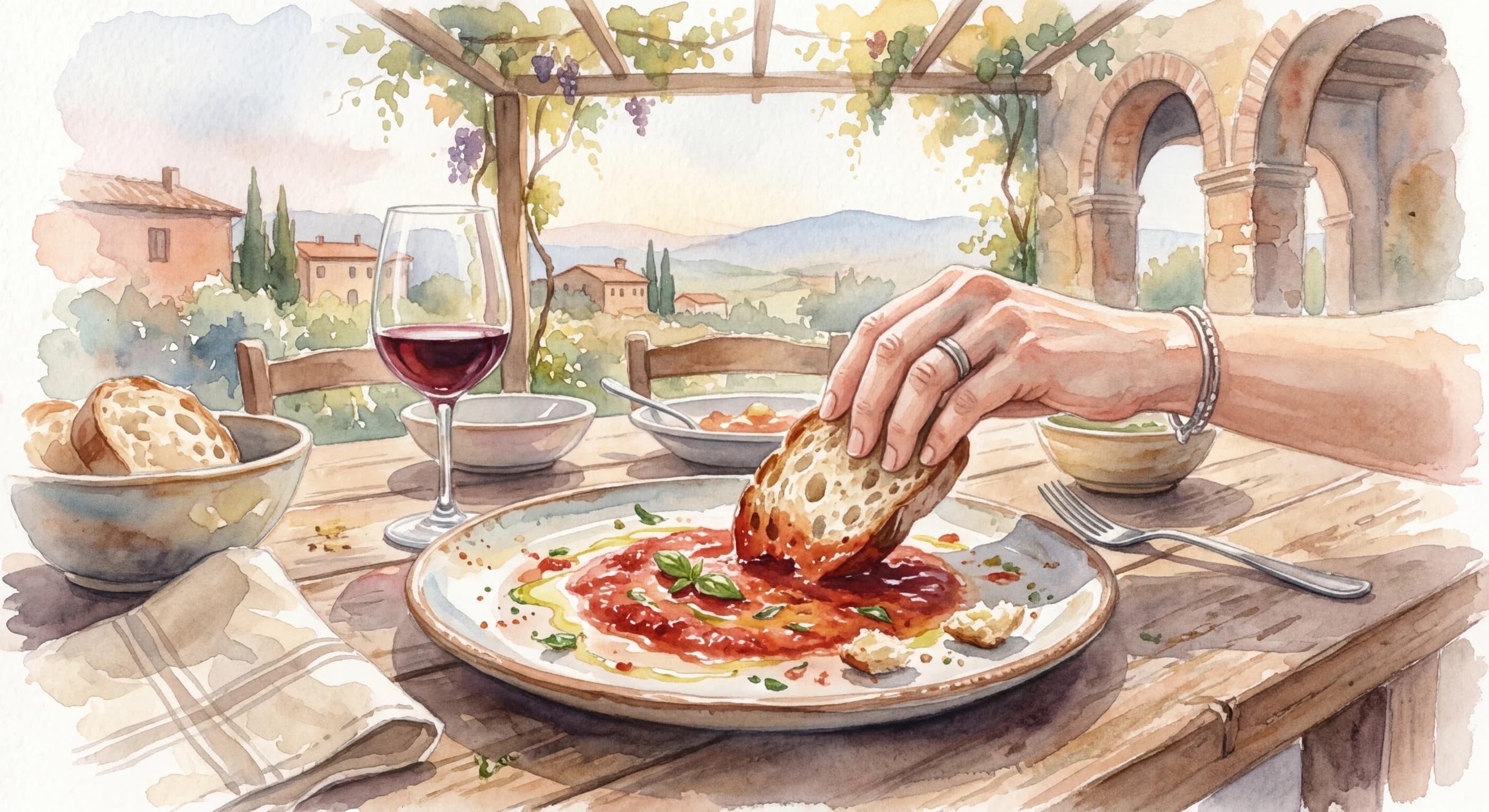 Artistic representation of Fare la scarpetta