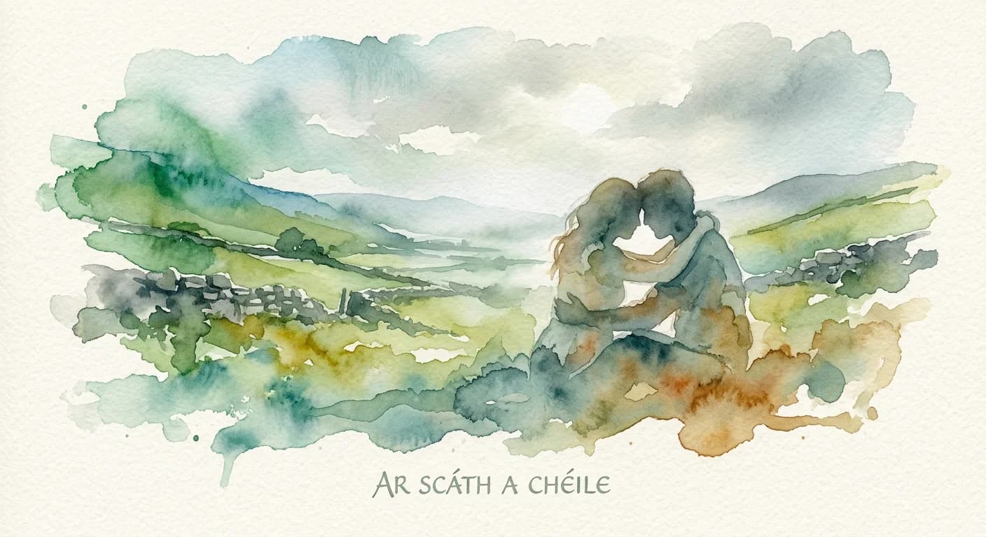 Artistic representation of Ar scáth a chéile