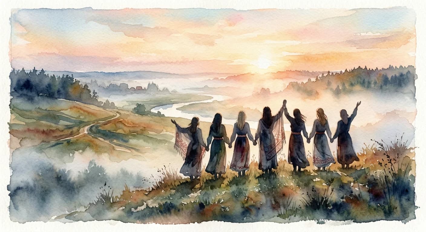 Artistic representation of spēka dziesma