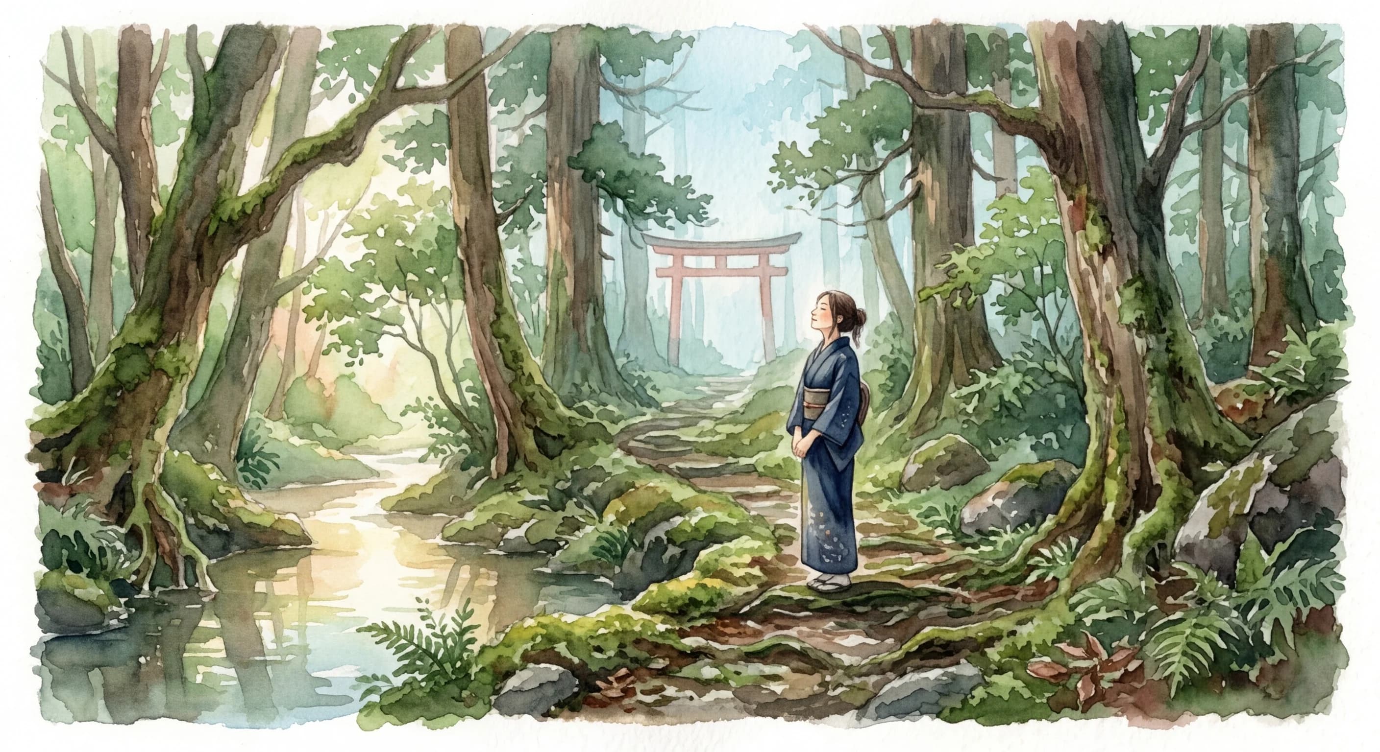 Artistic representation of Shinrinyoku