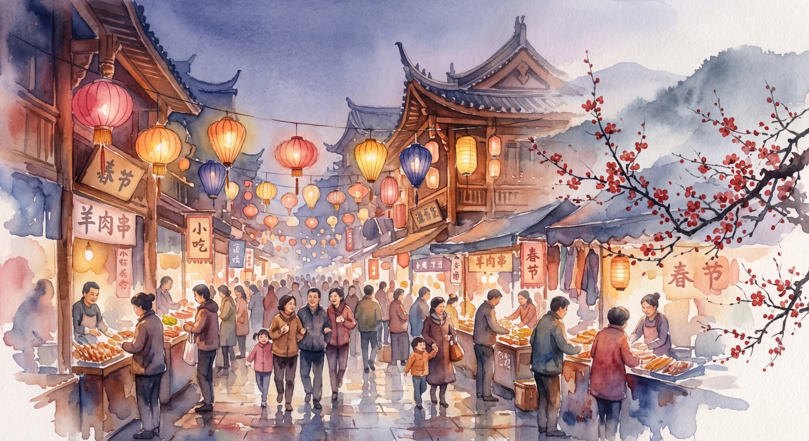 Artistic representation of 热闹 (rènào)