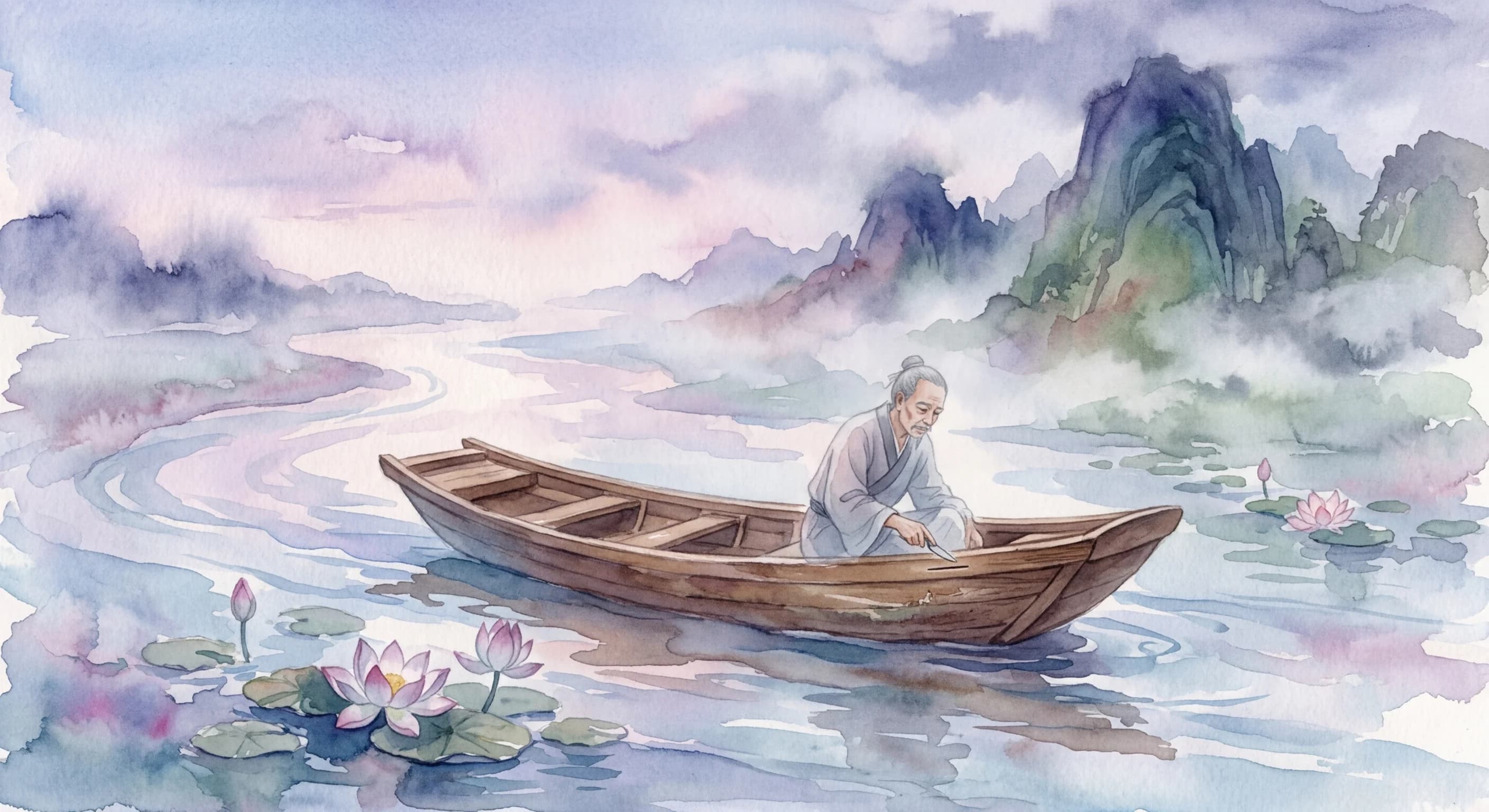 Artistic representation of 刻舟求剑