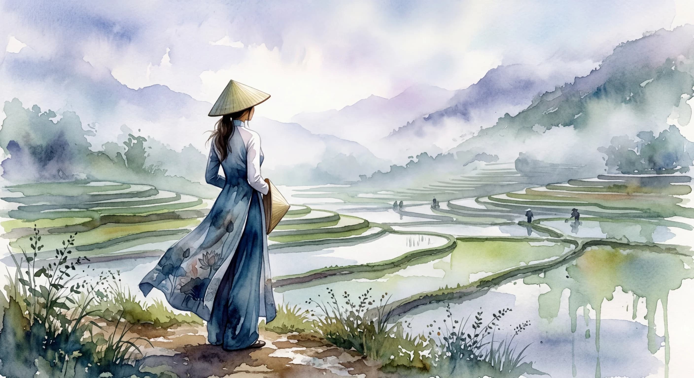 Artistic representation of Áo dài