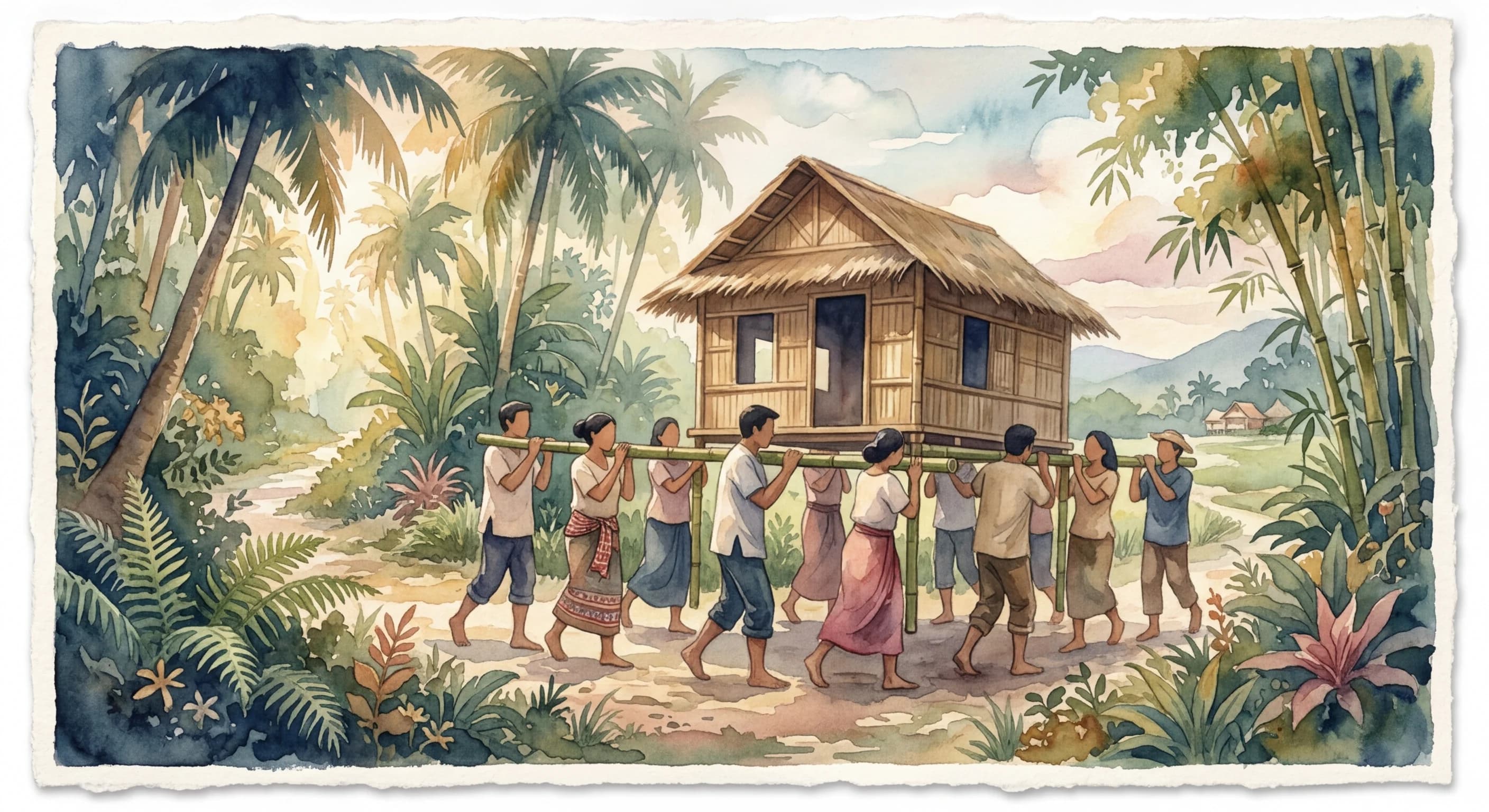 Artistic representation of Bayanihan
