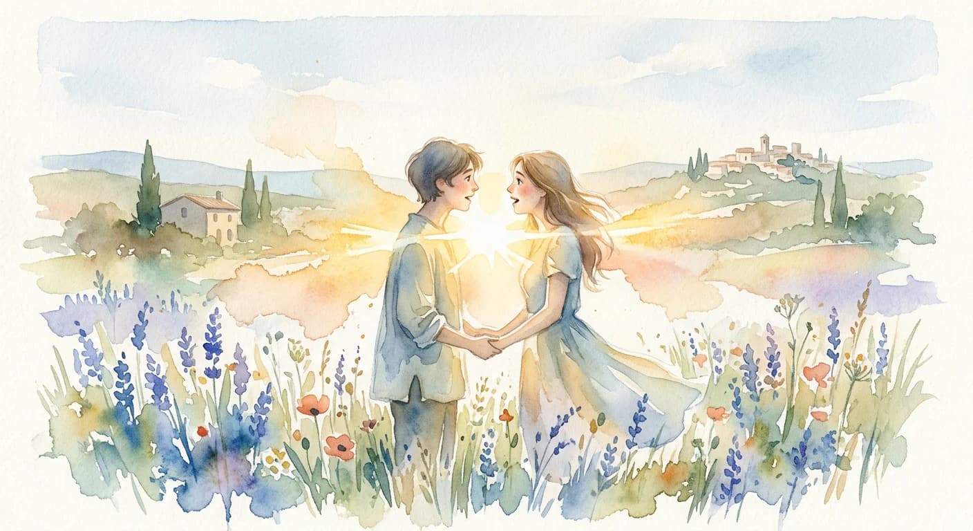 Artistic representation of coup de foudre