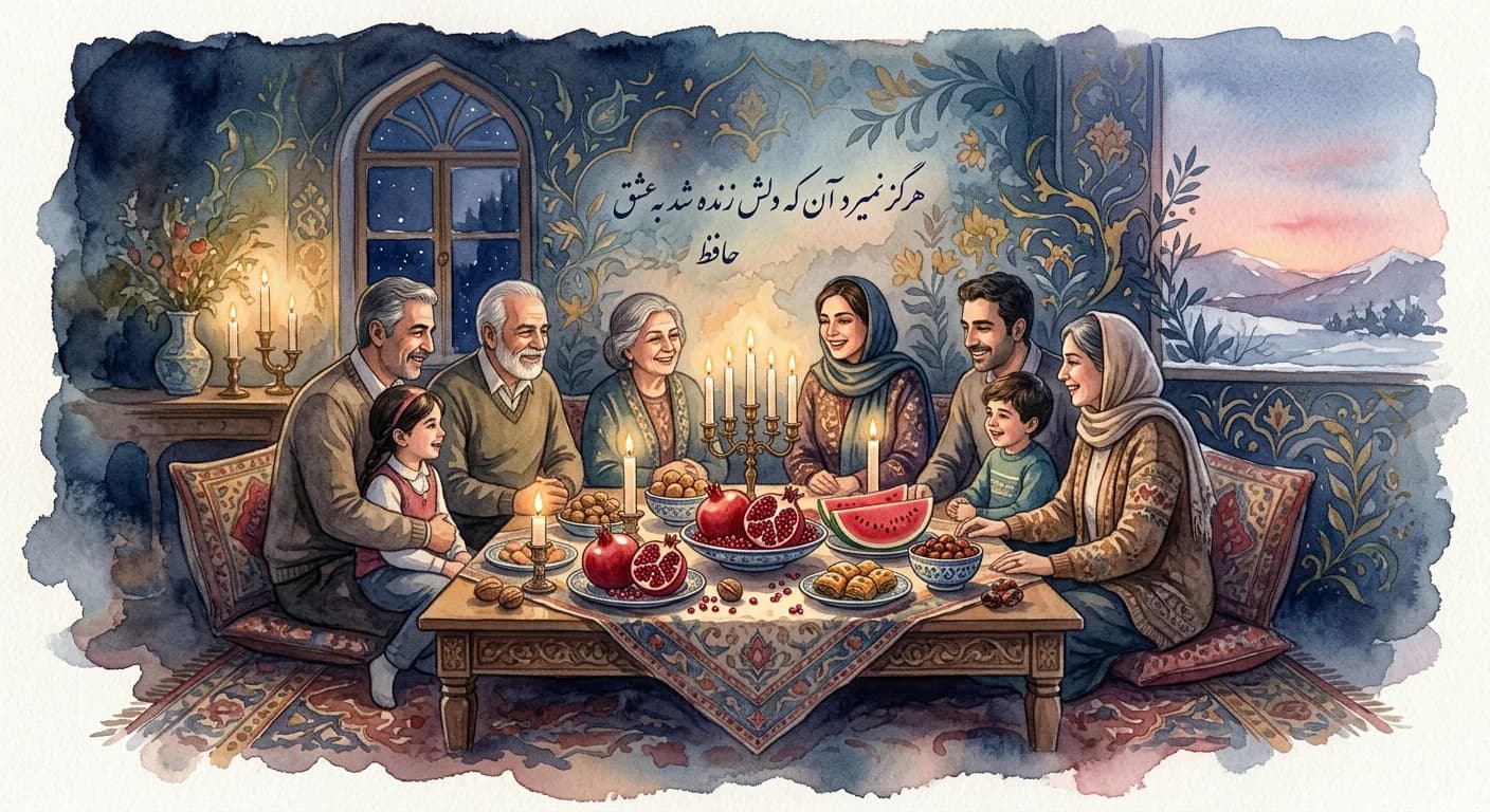 Artistic representation of Shab-e-Yalda