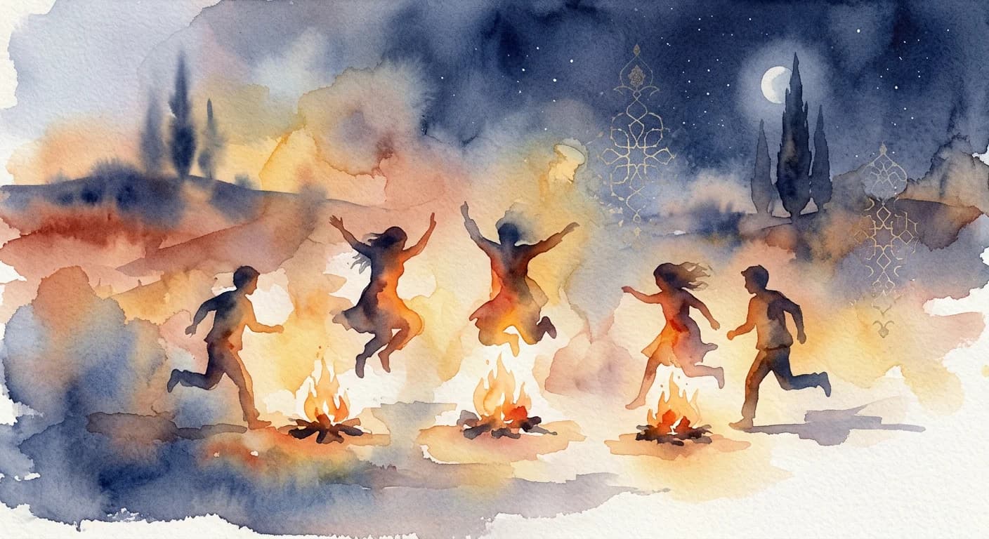 Artistic representation of Chaharshanbe Suri