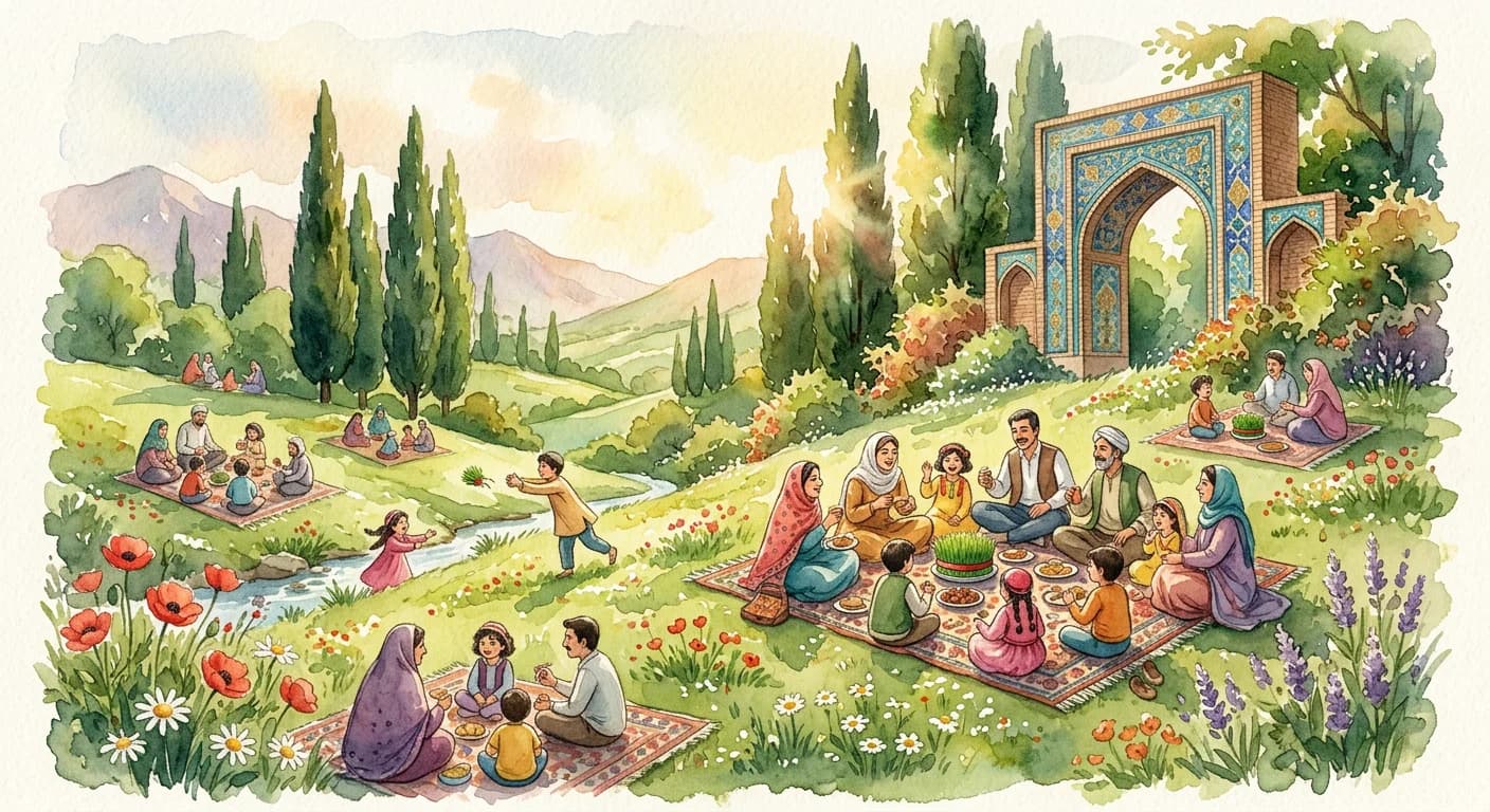 Artistic representation of Sizdah Bedar