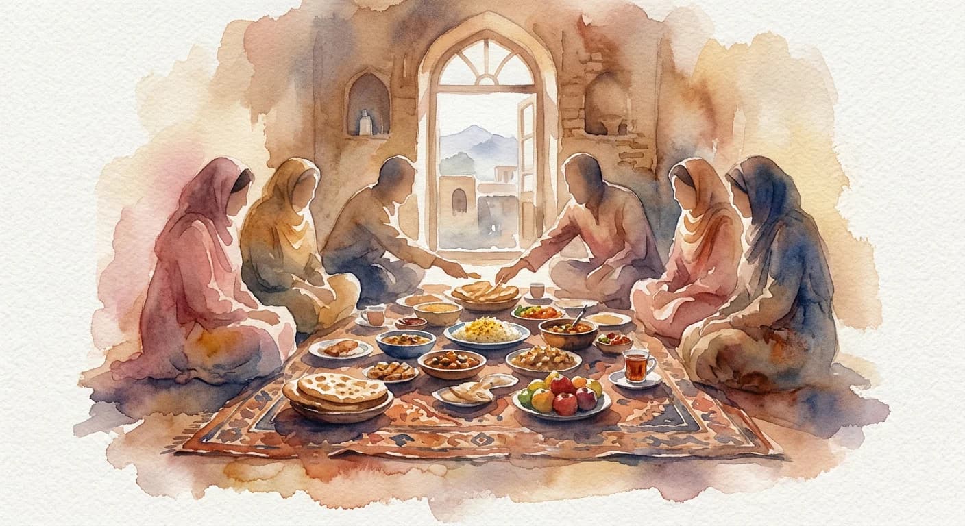 Artistic representation of Dastarkhan