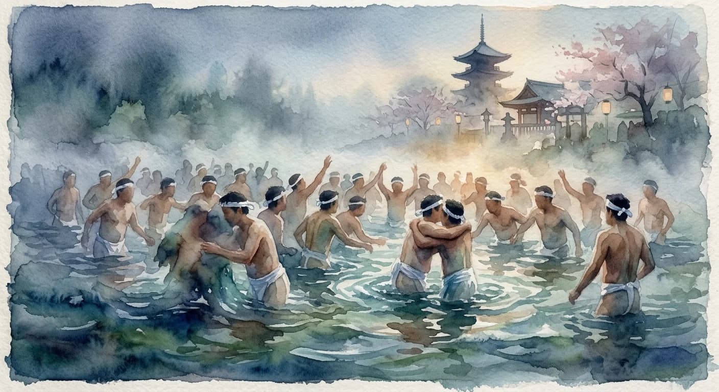 Artistic representation of Hadaka matsuri