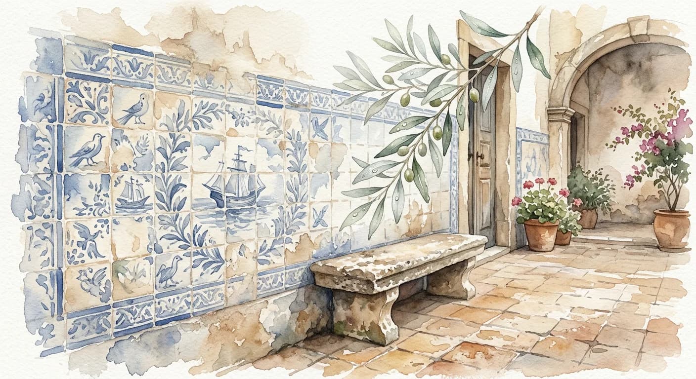 Artistic representation of Azulejos