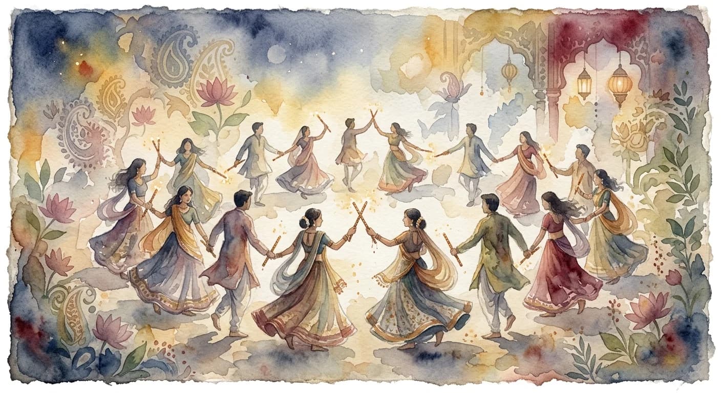 Artistic representation of Dandiya raas