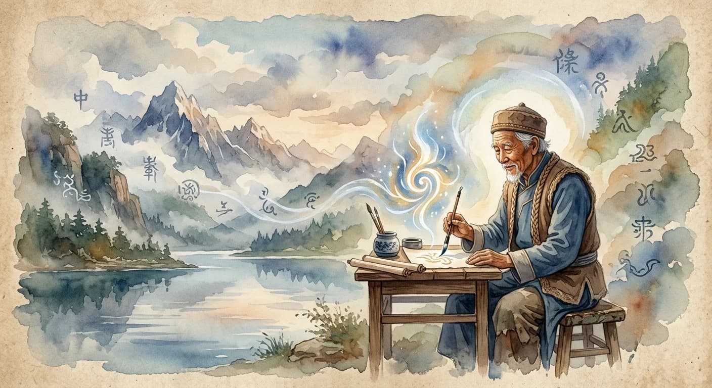 Artistic representation of Dongba