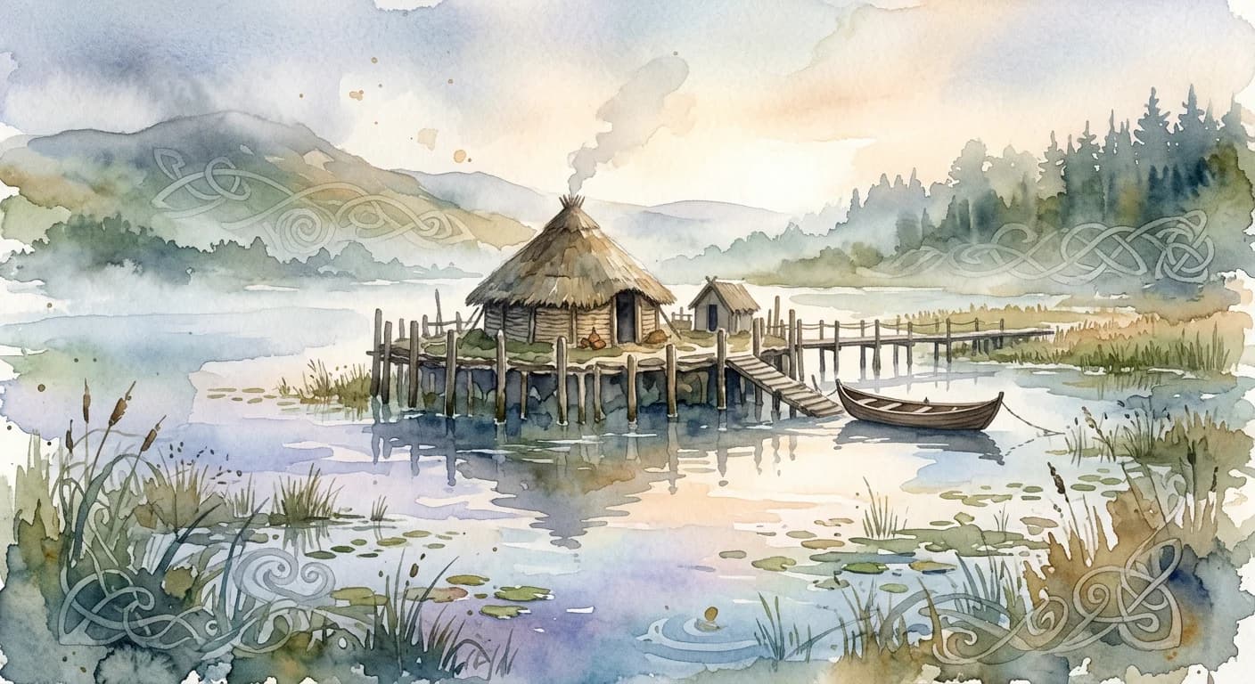 Artistic representation of Crannóg
