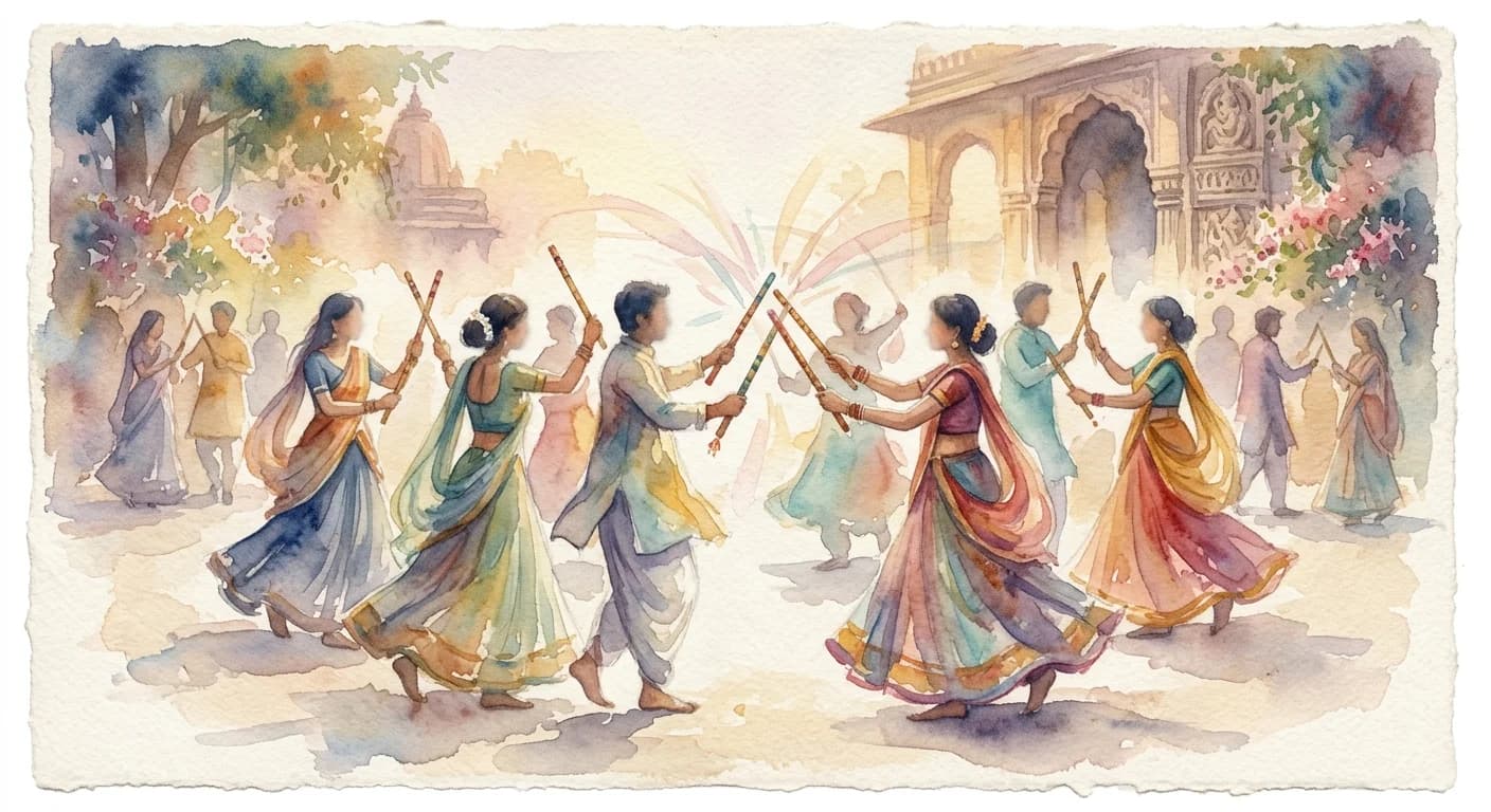 Artistic representation of Dandiya