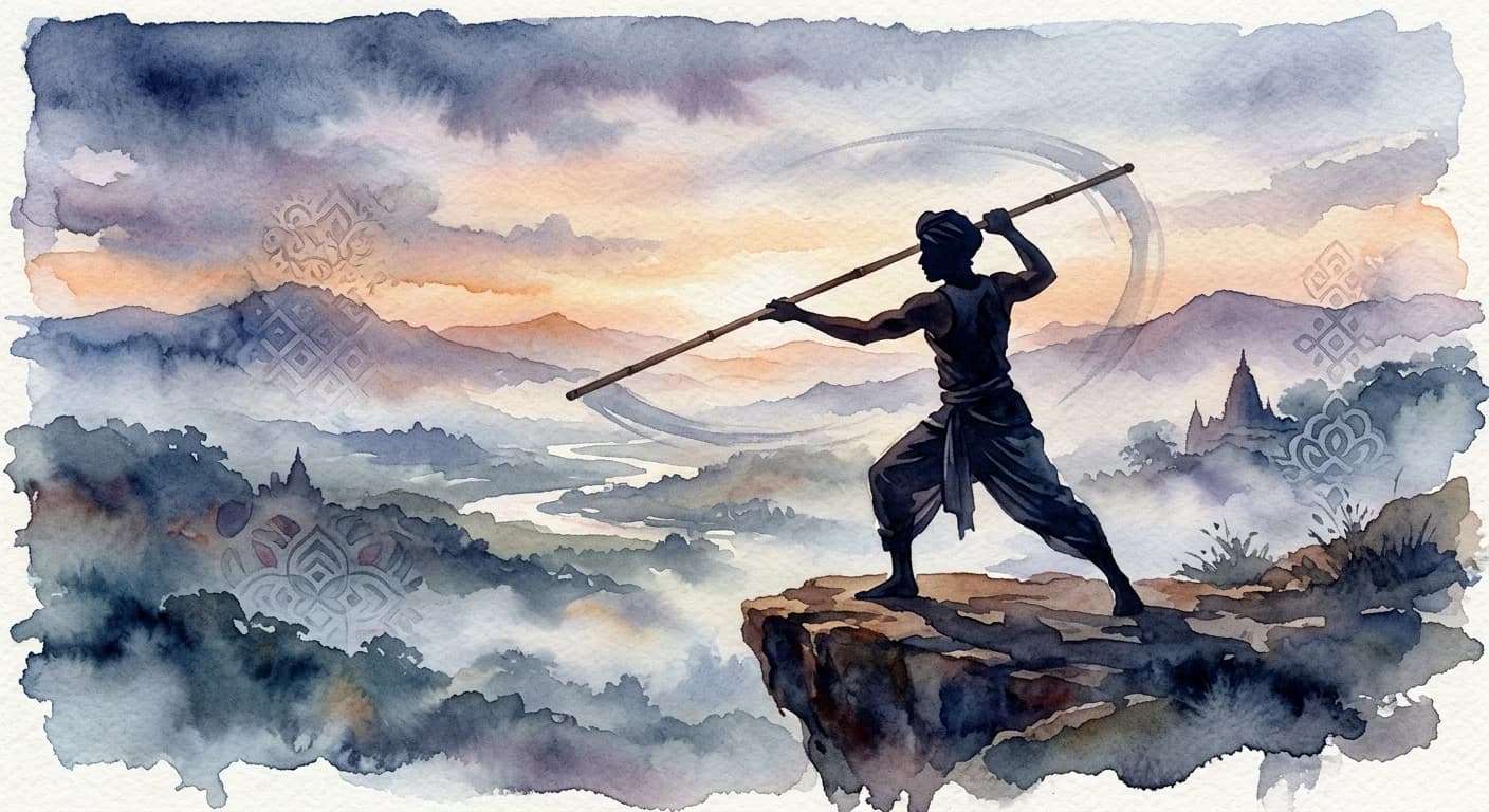 Artistic representation of Silambam