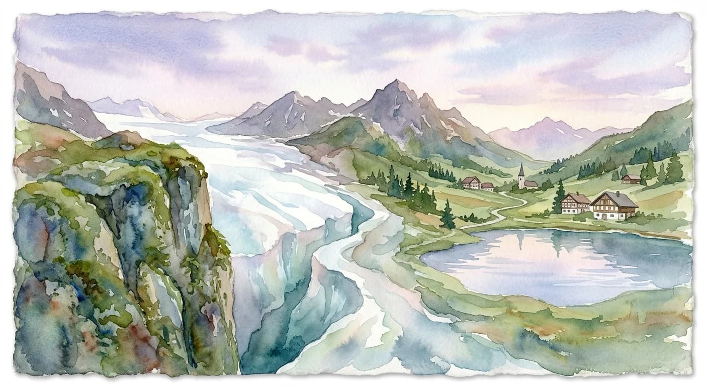 Artistic representation of Bergschrund