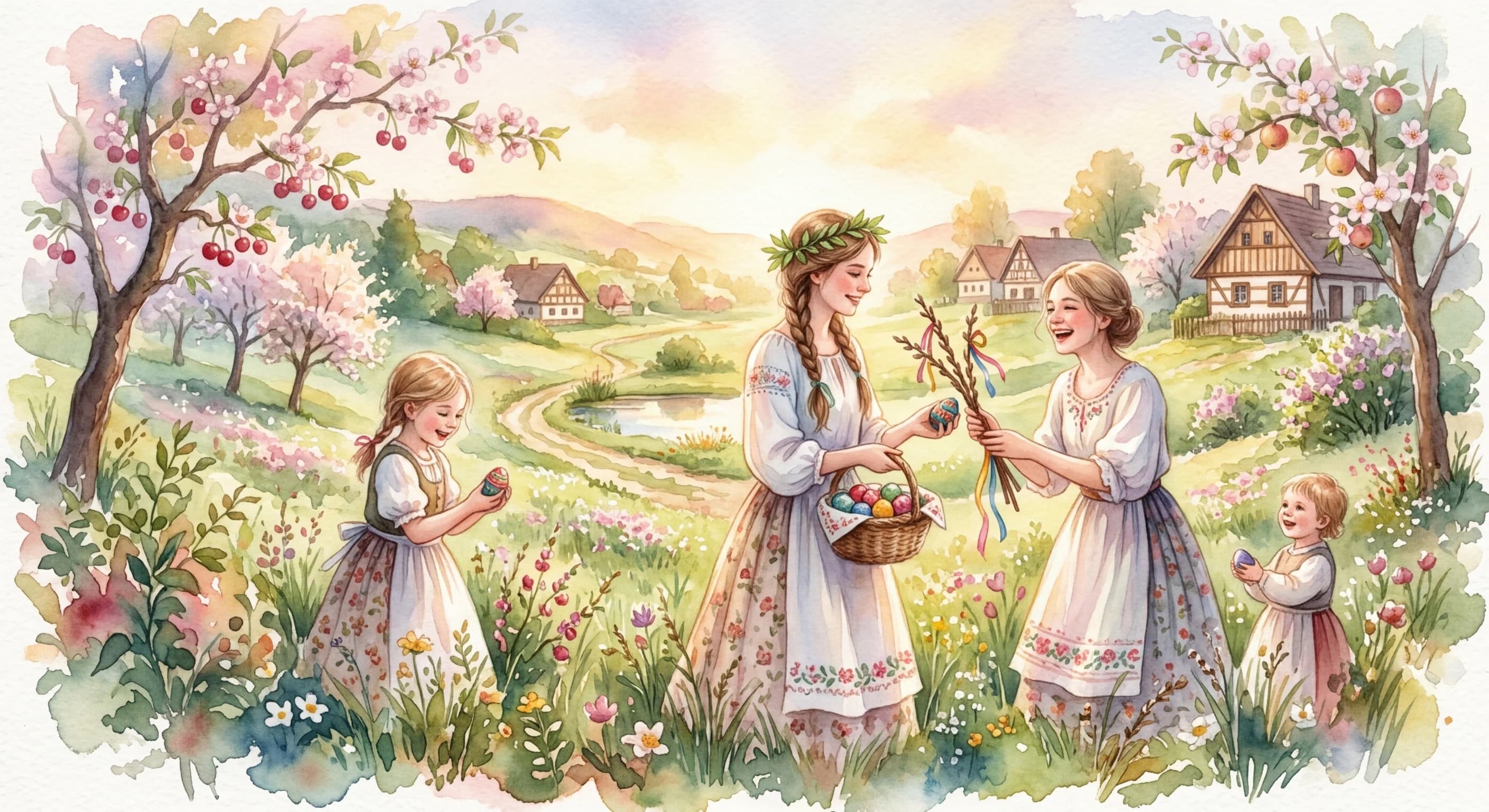 Artistic representation of Pomlázka