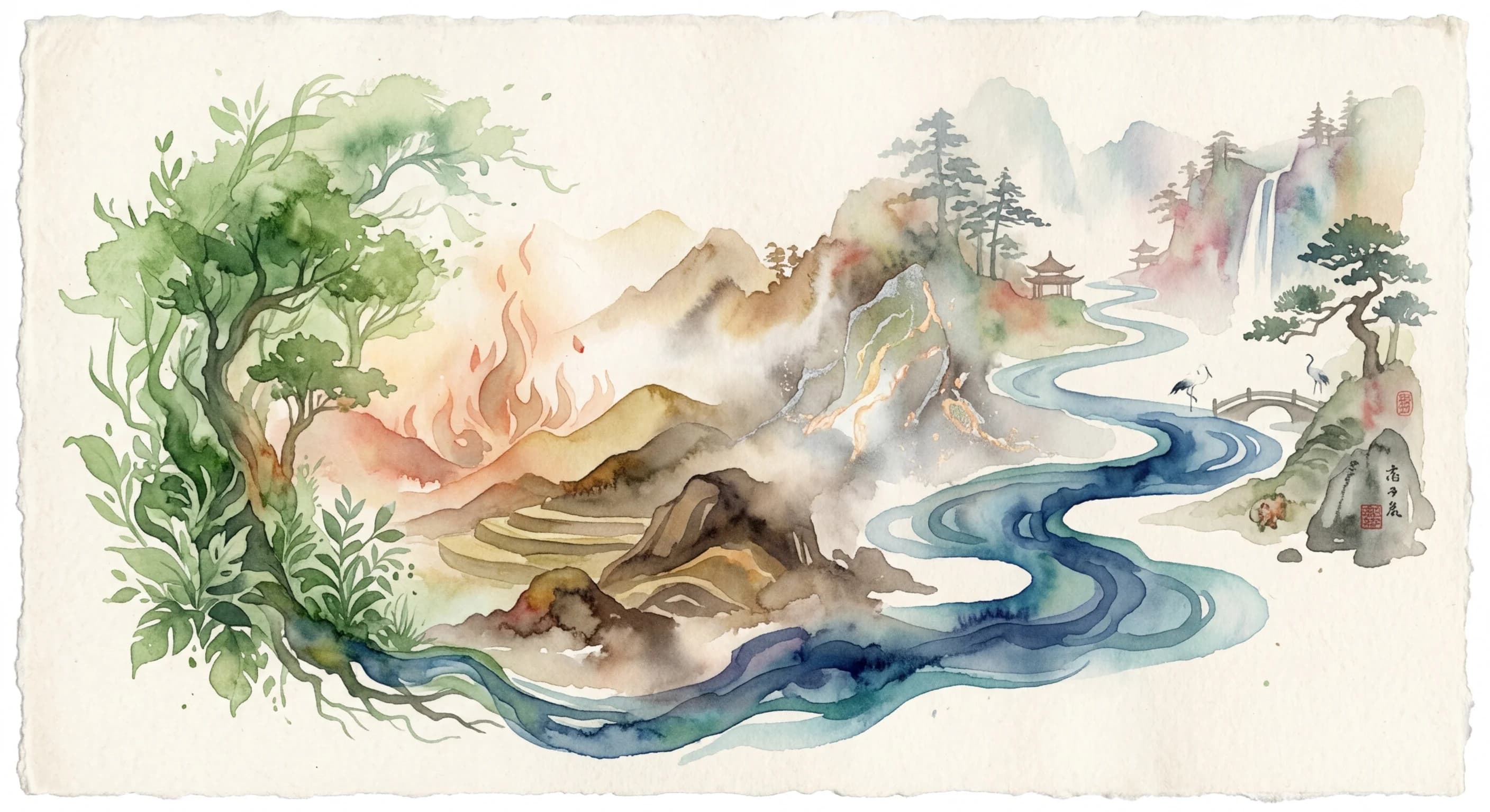 Artistic representation of 五行 (wǔxíng)