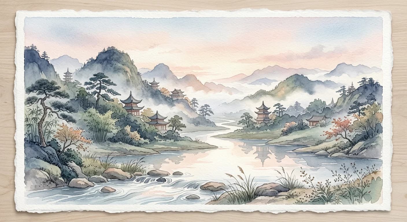 Artistic representation of 无为 (wúwéi)