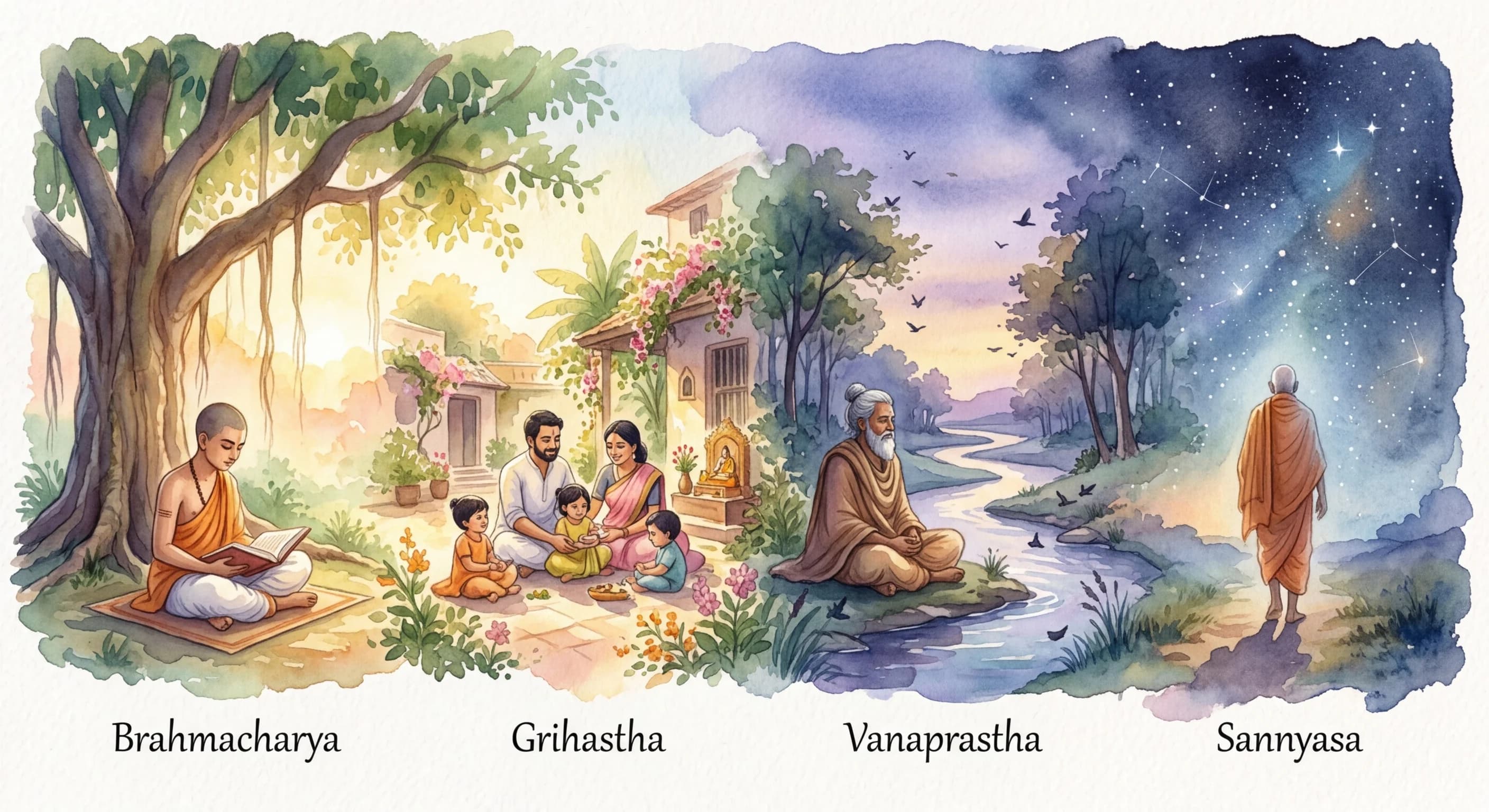 Artistic representation of Ashrama