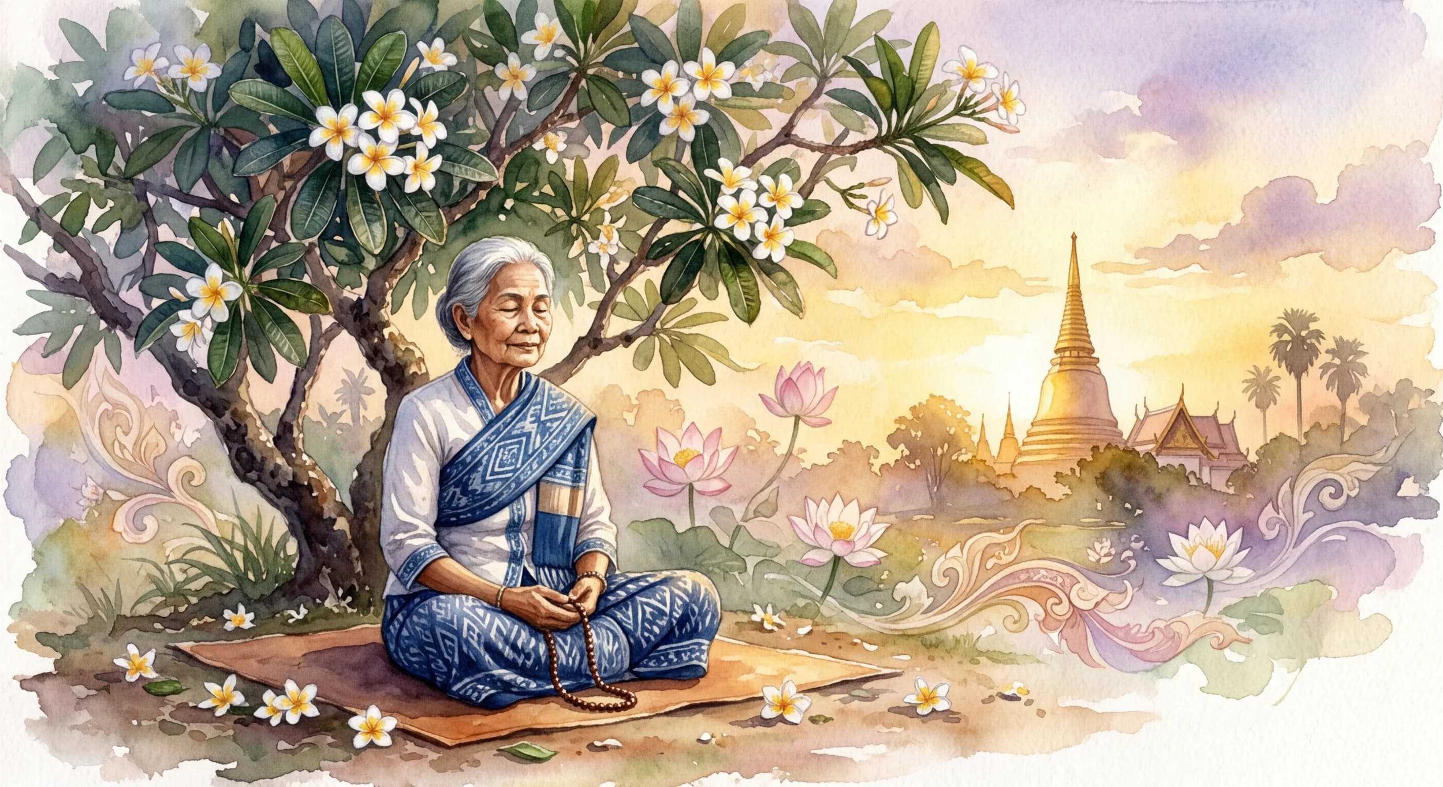 Artistic representation of เจียมตัว (jiam tua)