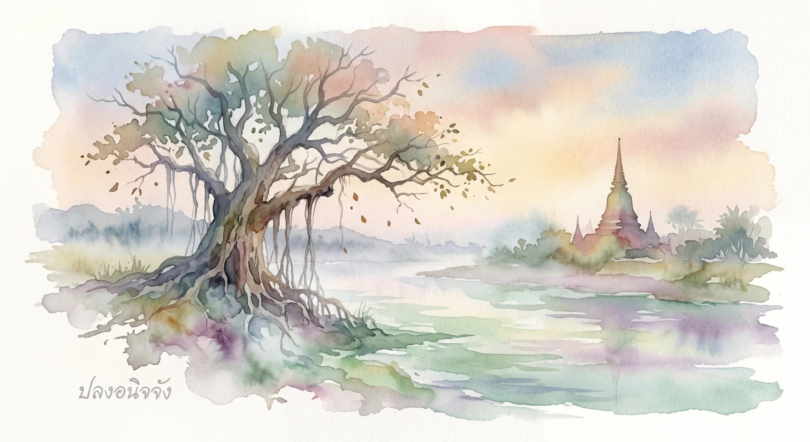 Artistic representation of ปลงอนิจจัง (plong a nit jang)
