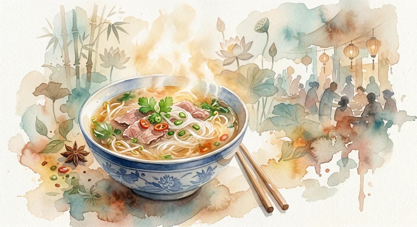 Artistic representation of Phở