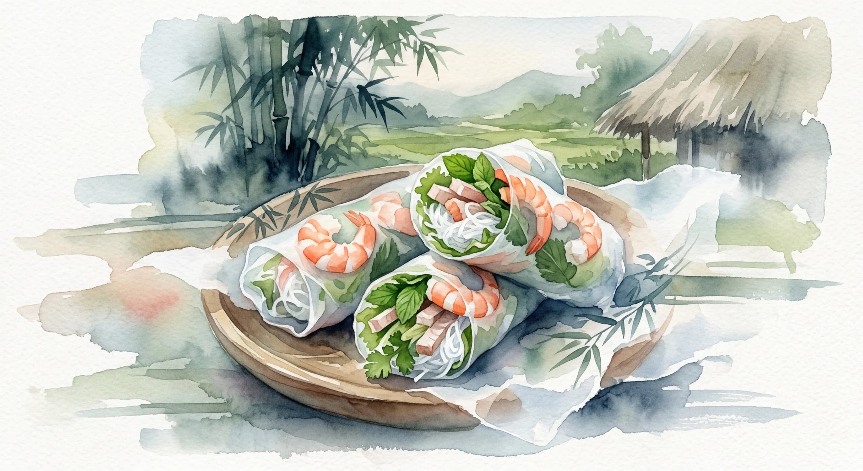 Artistic representation of Gỏi cuốn