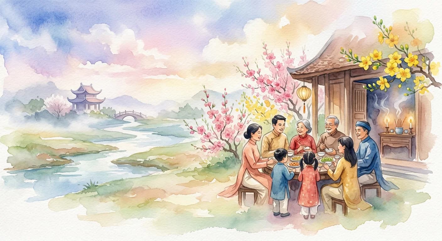 Artistic representation of Tết