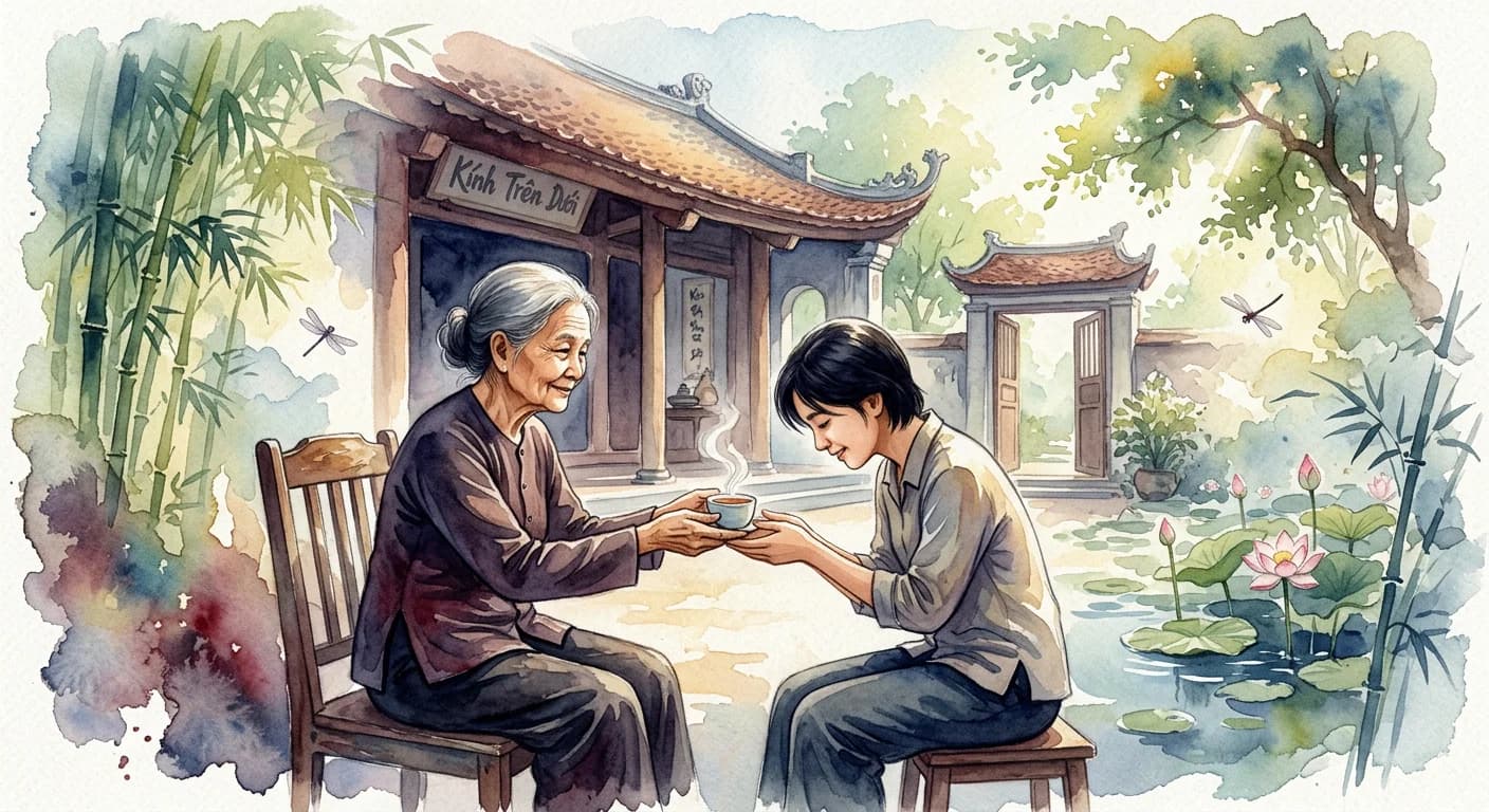 Artistic representation of Kính trên nhường dưới